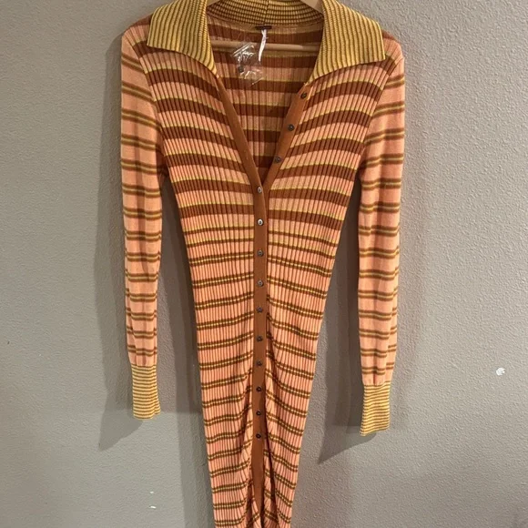 Free People Striped Brown and Orange Dress - Picture 2 of 9